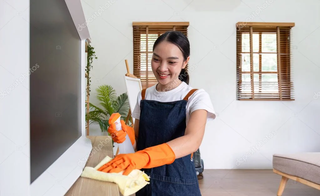 Sauberes Wohnzimmer nach der Unterhaltsreinigung
